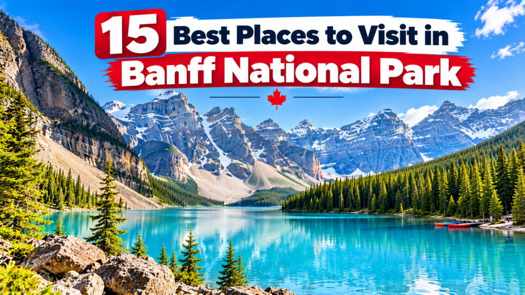 Turquoise alpine lake and Canadian Rockies mountains in Banff National Park